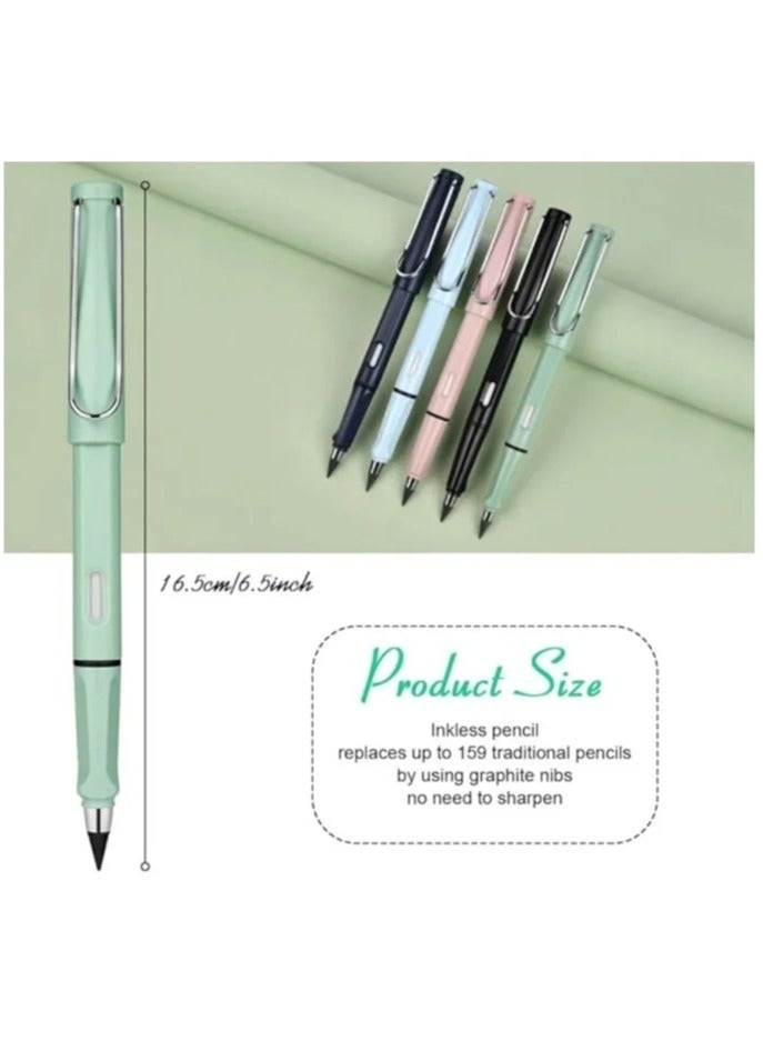 قلم رصاص يدوم طويلاً، قلم انفينيتي مع ممحاة وحواف بديلة، قلم رصاص بدون حبر قابل لإعادة الاستخدام للكتابة والرسم واللوازم المدرسية والمنزلية للطلاب - 2 قطعه ( الوان متعدد ) - Image 5