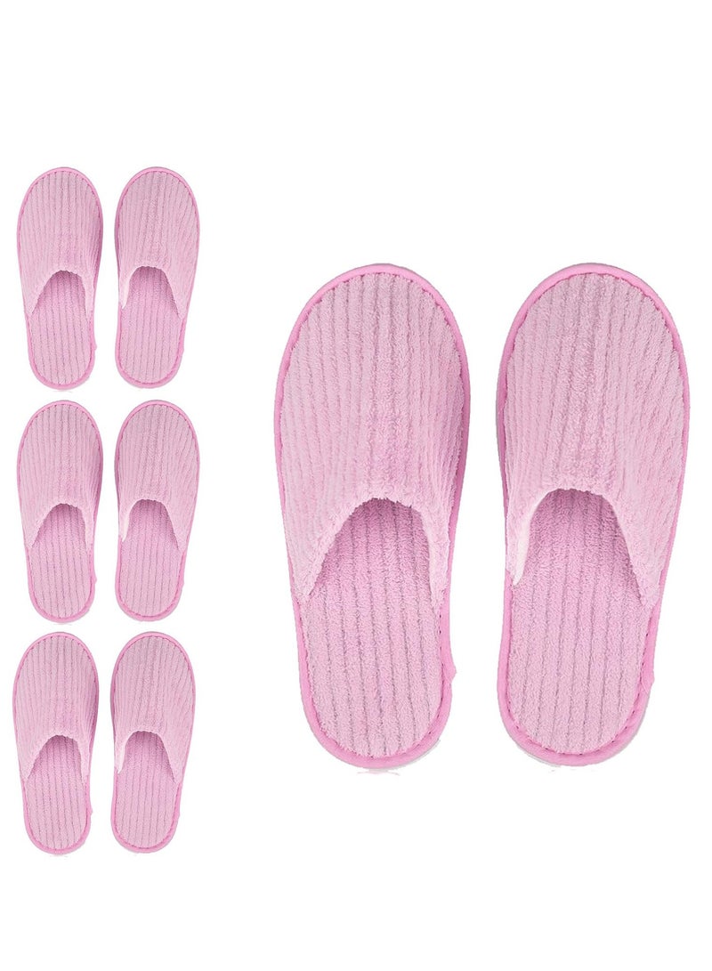 4 Pairs of Washable Closed Toe Disposable Spa Slippers for Men & Women - Ideal for Hotels, Guests, Home Use, and Travel (Pink)  - Image 1