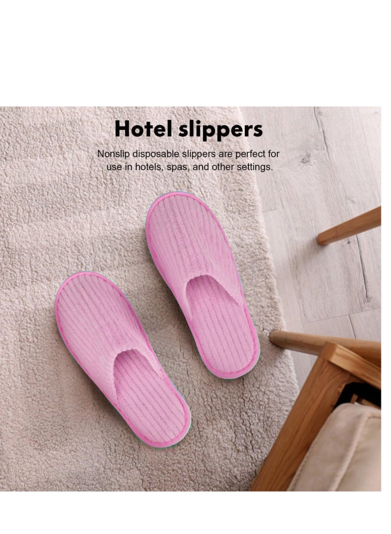 4 Pairs of Washable Closed Toe Disposable Spa Slippers for Men & Women - Ideal for Hotels, Guests, Home Use, and Travel (Pink)  - Image 4