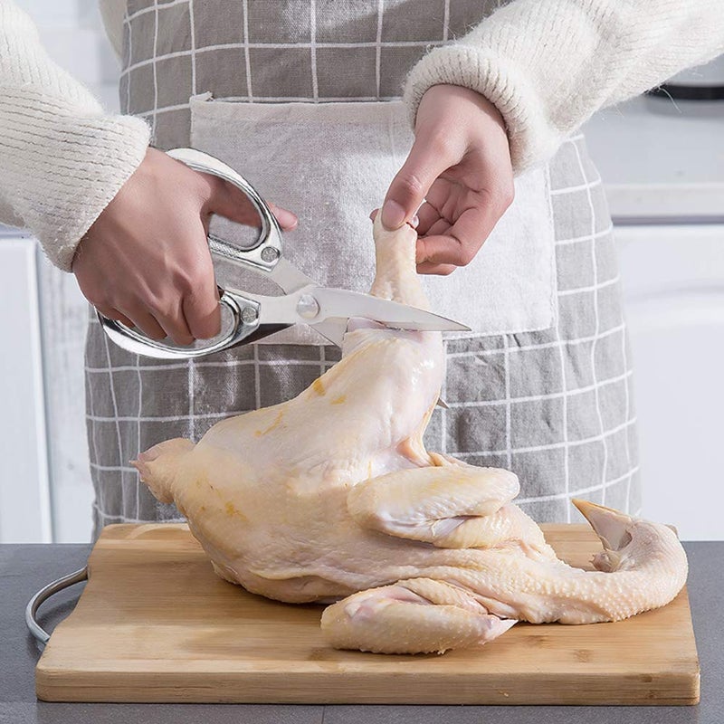 Jasni Multi-purpose Kitchen Shears Scissors, Heavy Duty Stainless Steel Scissors with Strong Straight Edge Snips (Silver) - Image 2