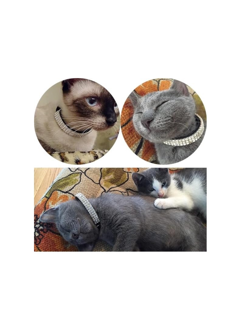Generic Adjustable Cat Collar Small Dog Collar with Bell Rhinestone Soft Velvet Pet Cat or Small Dog Necklace black - Image 2