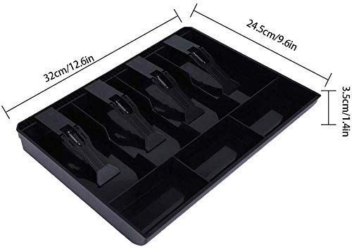 Kalitus Cash Drawer 4 Cash and 3 Coin Organizer for Supermarket 9 Slot Plastic Tray - Image 4