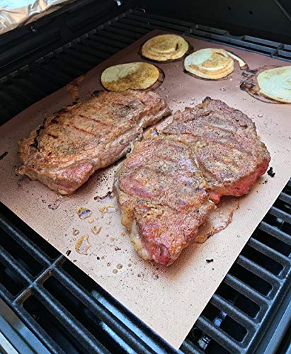 LOOCH Copper Grill Mat Set of 5 - Non-Stick BBQ Outdoor Grill & Baking Mats - Reusable and Easy to Clean - Works on Gas, Charcoal, Electric Grill and More - 15.75 x 13 Inch - Image 4