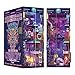 Tonecheer DIY Book Nook Kit for Adults Wooden 3D Puzzle Bookend Bookshelf Insert Decor Cyber Punk Booknook Miniature House Kit with Dust Cover and Body Motion Sensor LED Cyber City - Image 3