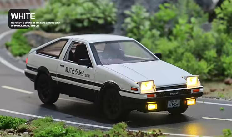 Invite Enterprise 1:32 Toyota AE86 Diecast Car Models Toys Metal Alloy Openable Door and Sound Light, Workmanship Car with Pull Back Toys Gifts for Boys【 White Color 】 - Image 5