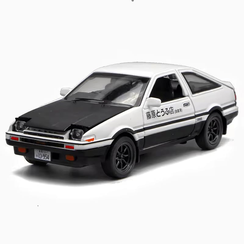 Invite Enterprise 1:32 Toyota AE86 Diecast Car Models Toys Metal Alloy Openable Door and Sound Light, Workmanship Car with Pull Back Toys Gifts for Boys【 White Color 】 - Image 1