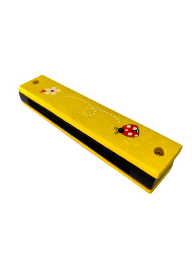 Kids Harmonica Wooden Children Harmonica Toys Colored Printed Diatonic Harmonica Mouth Organ Early Educational Musical Instruments, Design 7 - Image 1