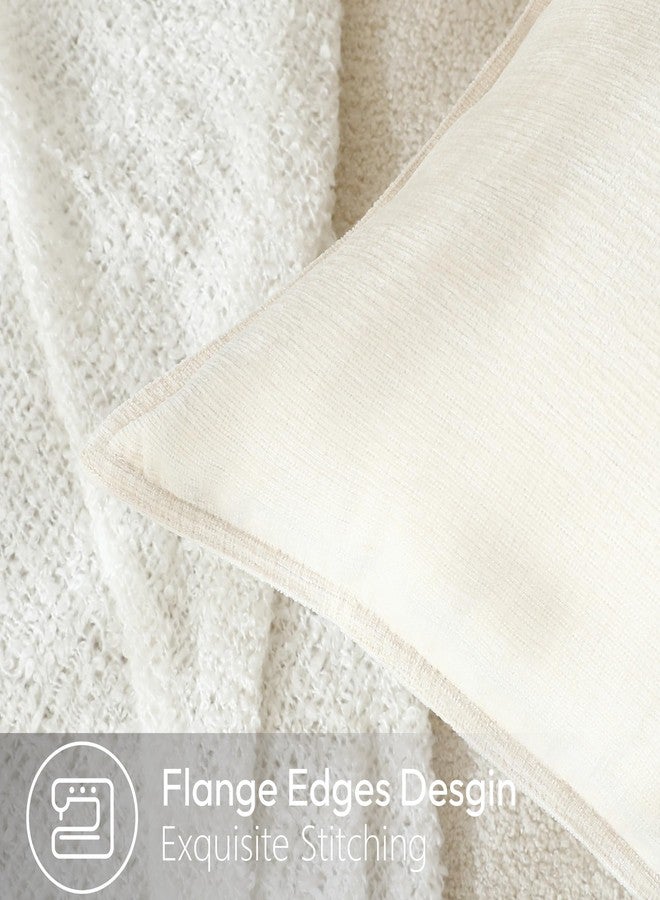 Stellhome Set of 4 Neutral Decorative Throw Pillow Covers Accent Solid Soft Textured Chenille Cushion Cover Rustic Farmhouse Pillow Case for Couch Sofa Bedroom Living Room (18x18 inch, Neutral) - Image 4