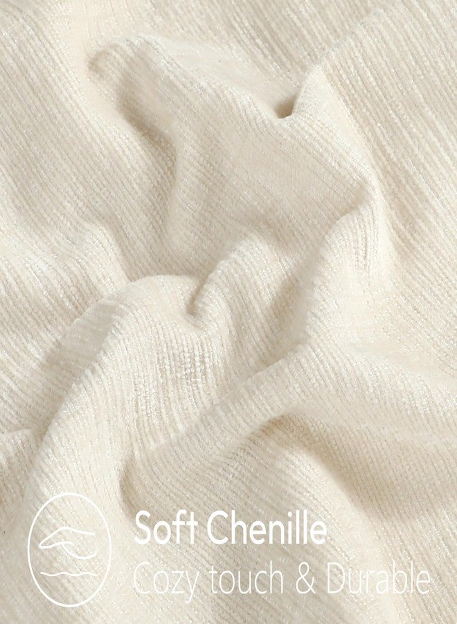 Stellhome Set of 4 Neutral Decorative Throw Pillow Covers Accent Solid Soft Textured Chenille Cushion Cover Rustic Farmhouse Pillow Case for Couch Sofa Bedroom Living Room (18x18 inch, Neutral) - Image 3