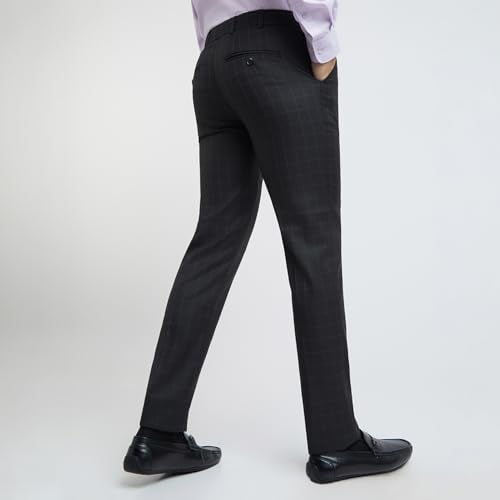 Raymond Men's Solid Pattern Slim Fit Polyester Blend Flat Front Formal Trouser (Size: 32)-RMTS05265-K8 Black - Image 4