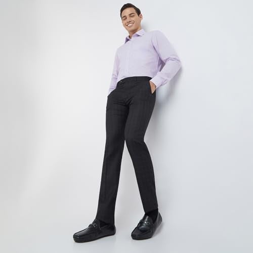 Raymond Men's Solid Pattern Slim Fit Polyester Blend Flat Front Formal Trouser (Size: 32)-RMTS05265-K8 Black - Image 5