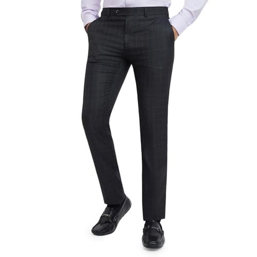 Raymond Men's Solid Pattern Slim Fit Polyester Blend Flat Front Formal Trouser (Size: 32)-RMTS05265-K8 Black - Image 1