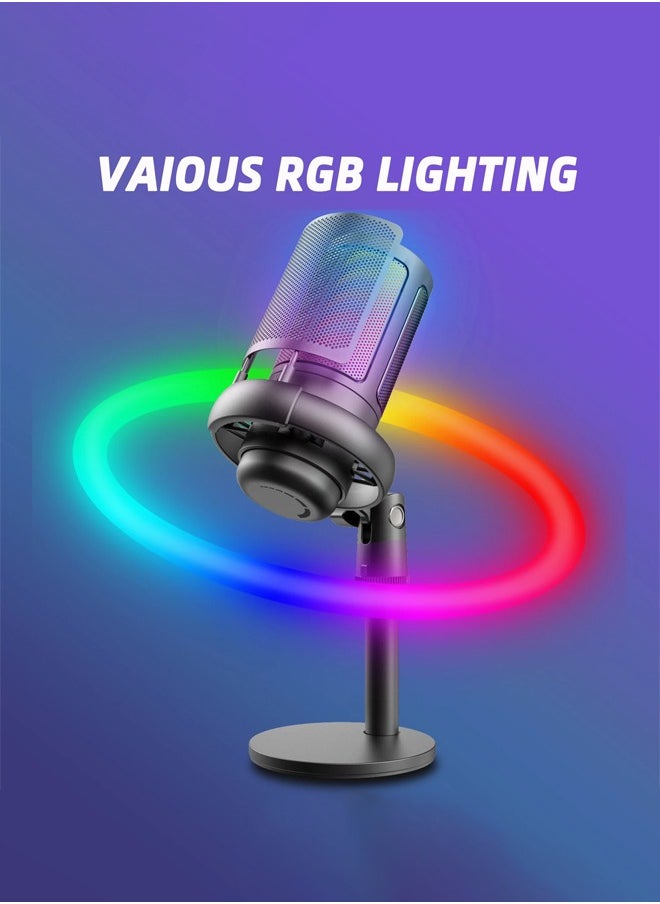Generic - RGB Gaming Microphone for PC/PS5 with Volume Controlling Pop Filter Condensor Mic with Quick Mute Podcast Microphone for Streaming Twitch/Discord/YouTube - Image 1