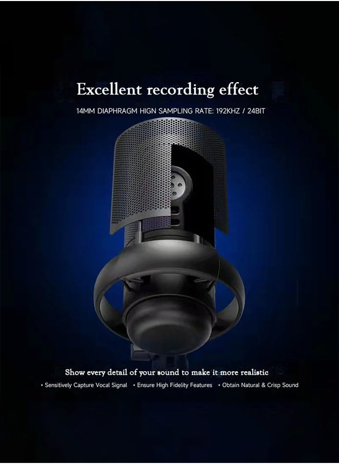 Generic - RGB Gaming Microphone for PC/PS5 with Volume Controlling Pop Filter Condensor Mic with Quick Mute Podcast Microphone for Streaming Twitch/Discord/YouTube - Image 1