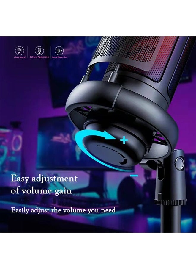 Generic - RGB Gaming Microphone for PC/PS5 with Volume Controlling Pop Filter Condensor Mic with Quick Mute Podcast Microphone for Streaming Twitch/Discord/YouTube - Image 1