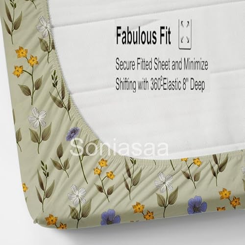 Soniasaa 308 TC Cotton Feel All Around Elastic Fitted Bedsheet, Elastic Fitted Bedsheet Single Size Bedsheet for Single Bed with 1 Pillow Cover, Size - 72 x 36 x 8 Inche Color - Image 4