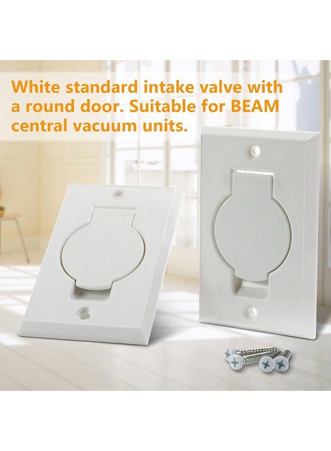 Pokin Standard Central Vacuum Inlet Valve Plate White for Beam Central Vac Designed to Fit Standard Round Door - 2 Pack - Image 3