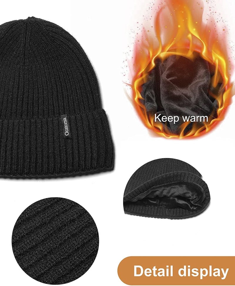 Ocatoma Beanie for Men Women Warm Winter Knit Cuffed Beanie Soft Warm Ski Hats Unisex - Image 3