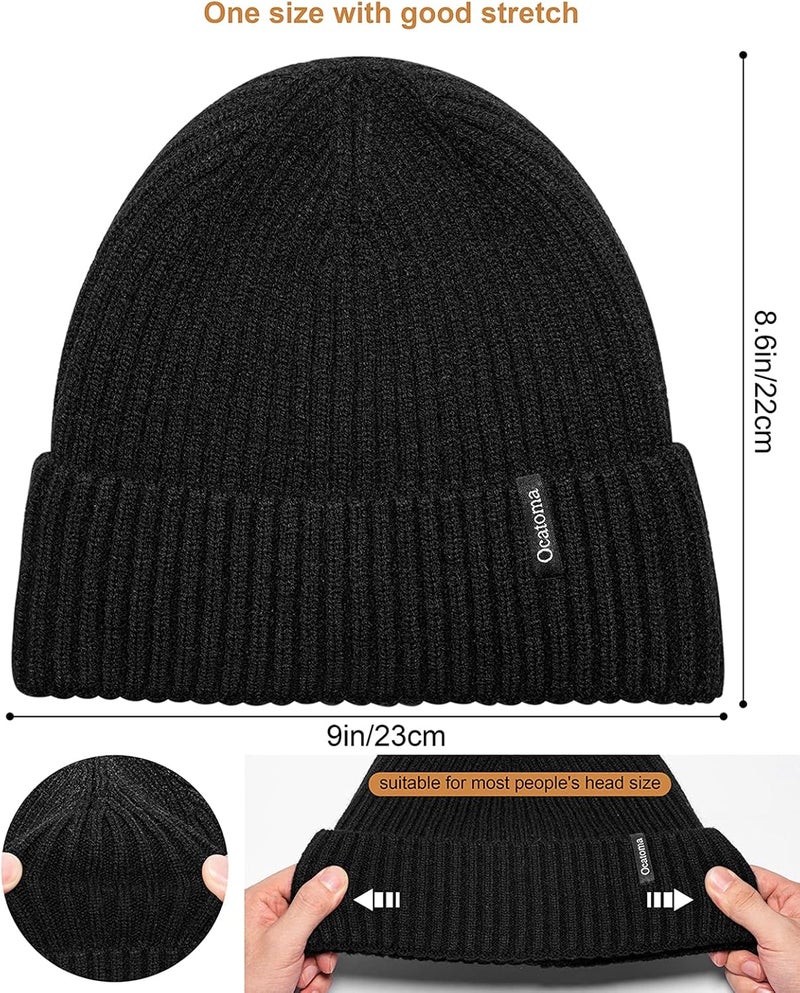 Ocatoma Beanie for Men Women Warm Winter Knit Cuffed Beanie Soft Warm Ski Hats Unisex - Image 2