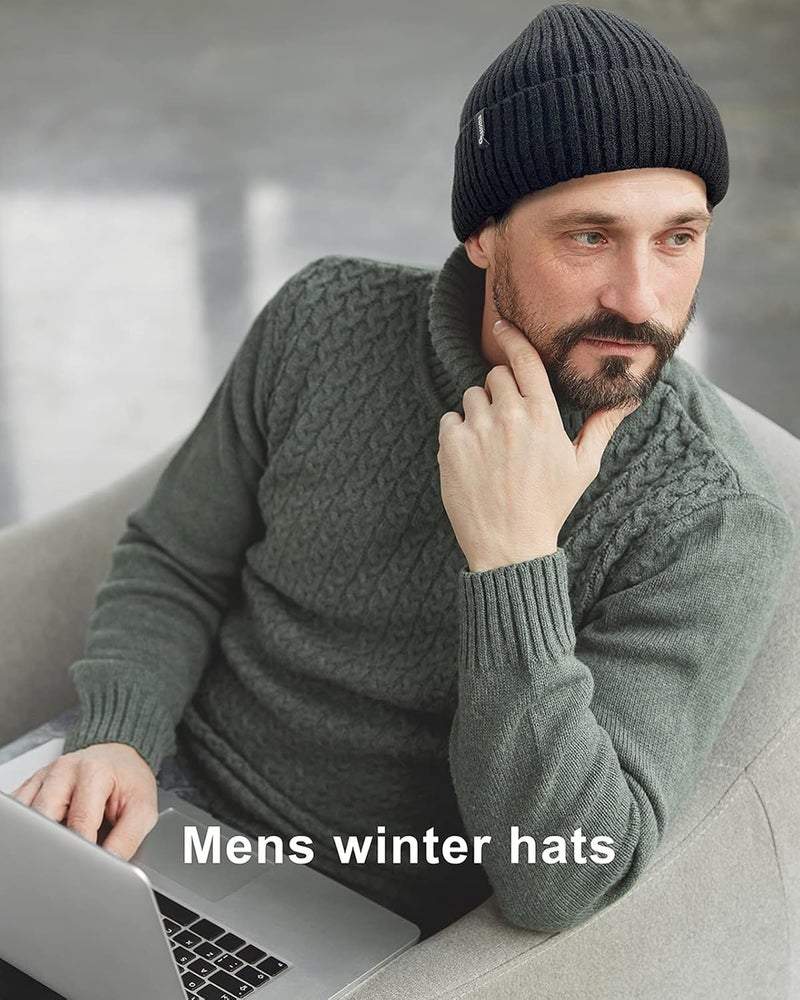 Ocatoma Beanie for Men Women Warm Winter Knit Cuffed Beanie Soft Warm Ski Hats Unisex - Image 4