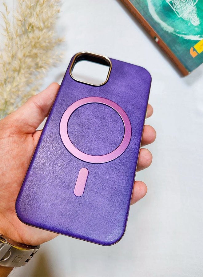 Leather Case CompatibleWith Phone Iphone 11, Supports MagSafe Wireless Charging, Shock-Resistant Cover, Made Of Premium Leather That Acquires A Natural Patina Over Time, Raised Camera Protector Protects The Lens Assembly, With Inner Lining, For Phone Iphone 11 - Purple - Image 2