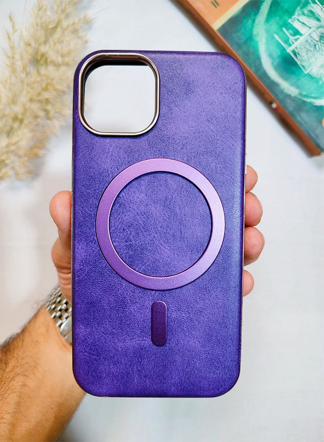 Leather Case CompatibleWith Phone Iphone 11, Supports MagSafe Wireless Charging, Shock-Resistant Cover, Made Of Premium Leather That Acquires A Natural Patina Over Time, Raised Camera Protector Protects The Lens Assembly, With Inner Lining, For Phone Iphone 11 - Purple - Image 3