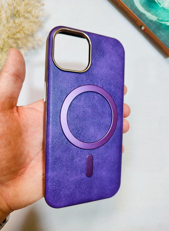 Leather Case CompatibleWith Phone Iphone 11, Supports MagSafe Wireless Charging, Shock-Resistant Cover, Made Of Premium Leather That Acquires A Natural Patina Over Time, Raised Camera Protector Protects The Lens Assembly, With Inner Lining, For Phone Iphone 11 - Purple - Image 5