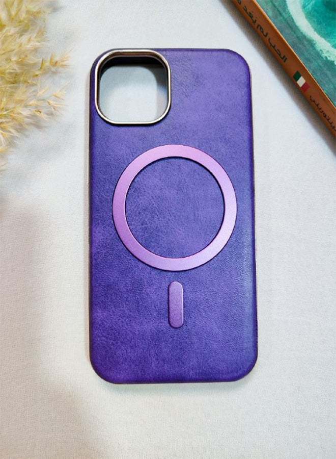 Leather Case CompatibleWith Phone Iphone 11, Supports MagSafe Wireless Charging, Shock-Resistant Cover, Made Of Premium Leather That Acquires A Natural Patina Over Time, Raised Camera Protector Protects The Lens Assembly, With Inner Lining, For Phone Iphone 11 - Purple - Image 1