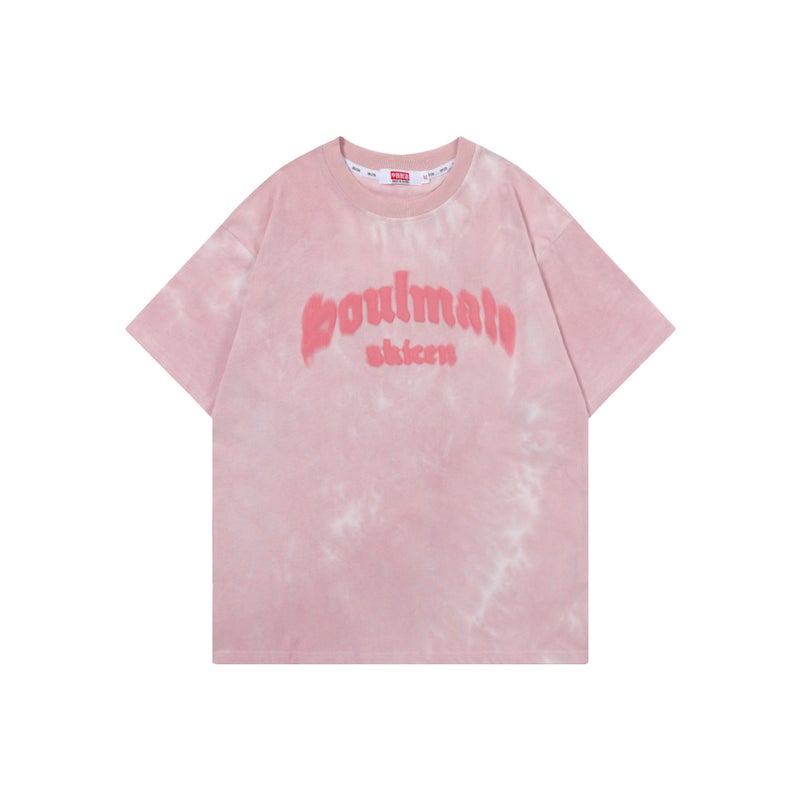 American Street Hiphop Tie-Dyed T-Shirt Summer Trendy All-Match Letter Printing Sweet Cool Style Couple Half Sleeve Top - Image 1