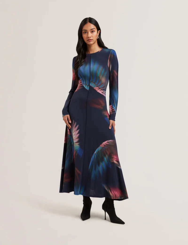 تيد بيكر Printed Crew Neck Knitted Dress