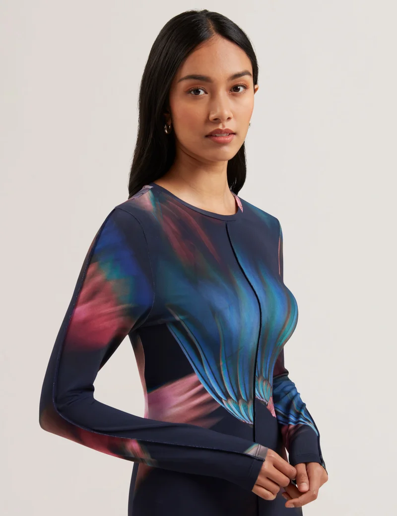 Ted Baker Printed Crew Neck Knitted Dress
