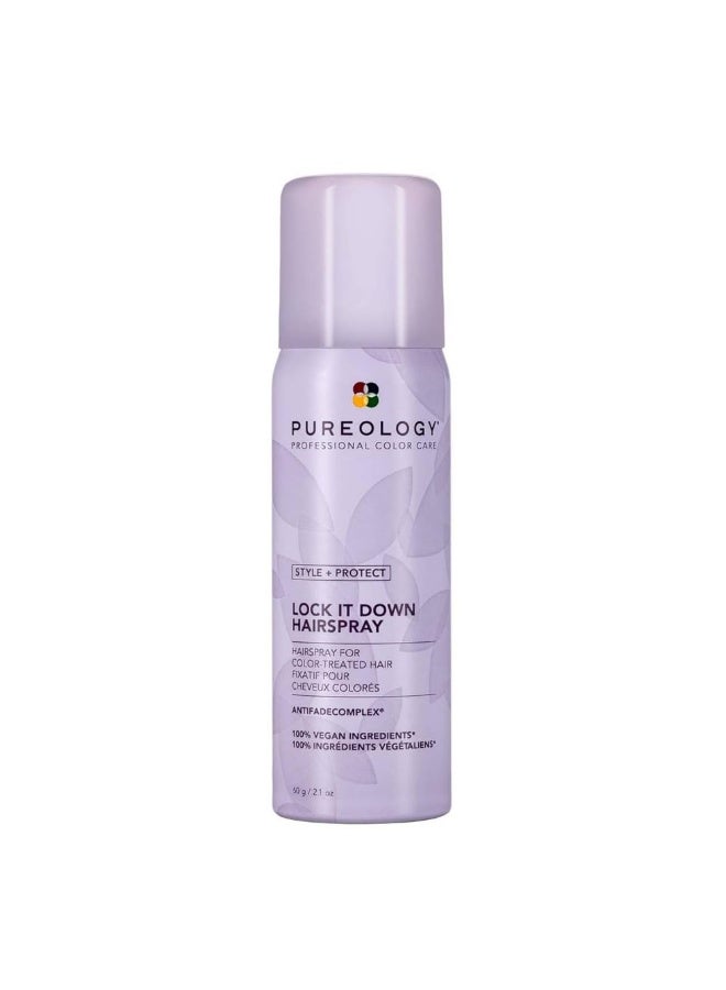 PUREOLOGY Pureology Style + Protect Lock It Down Hairspray For Color-Treated Hair - Provides Maximum Hold and Radiant Shine, Silicone-Free & Vegan Size: 2.1 Ounce (Pack of 1)