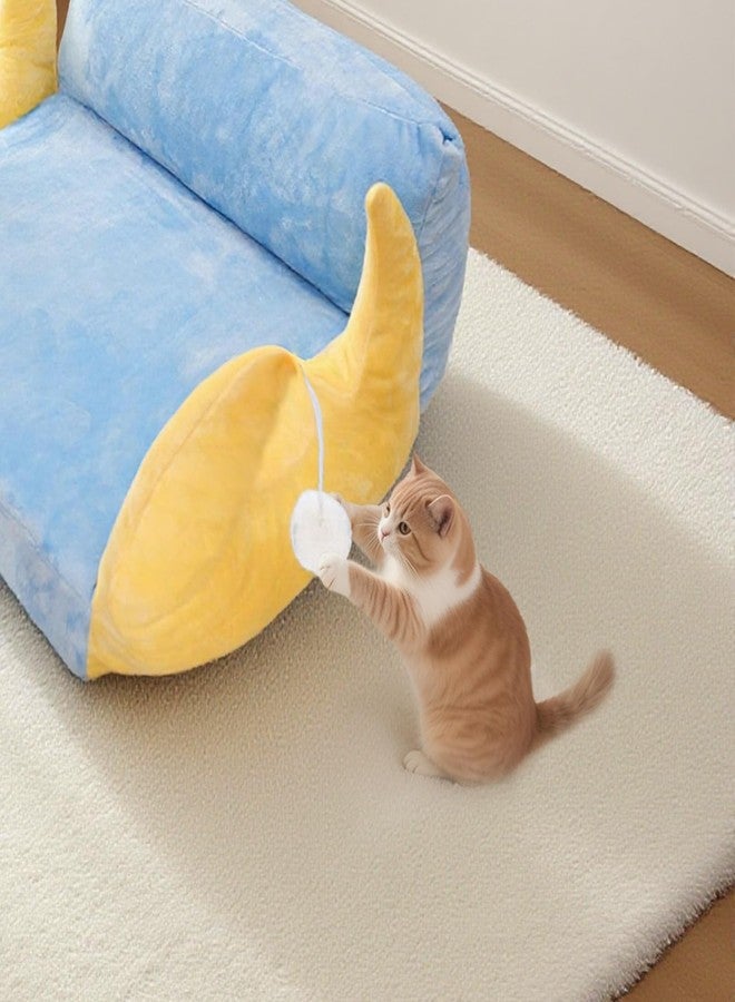 MOYMO Cat Couch with Soft Pillow, Supportive Dog Couch, Cat Sofa with Removable Cover，Cute Moon Shaped, 24 Inch - Image 4