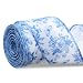 Canlierr Floral Blue Wired Edge Ribbon Vintage Flower Fabric Craft Ribbon Chinoiserie Fabric Decoration for DIY Crafts Wreath Wrapping Party Supplies Favors Bow Making 10 Yards - Image 2