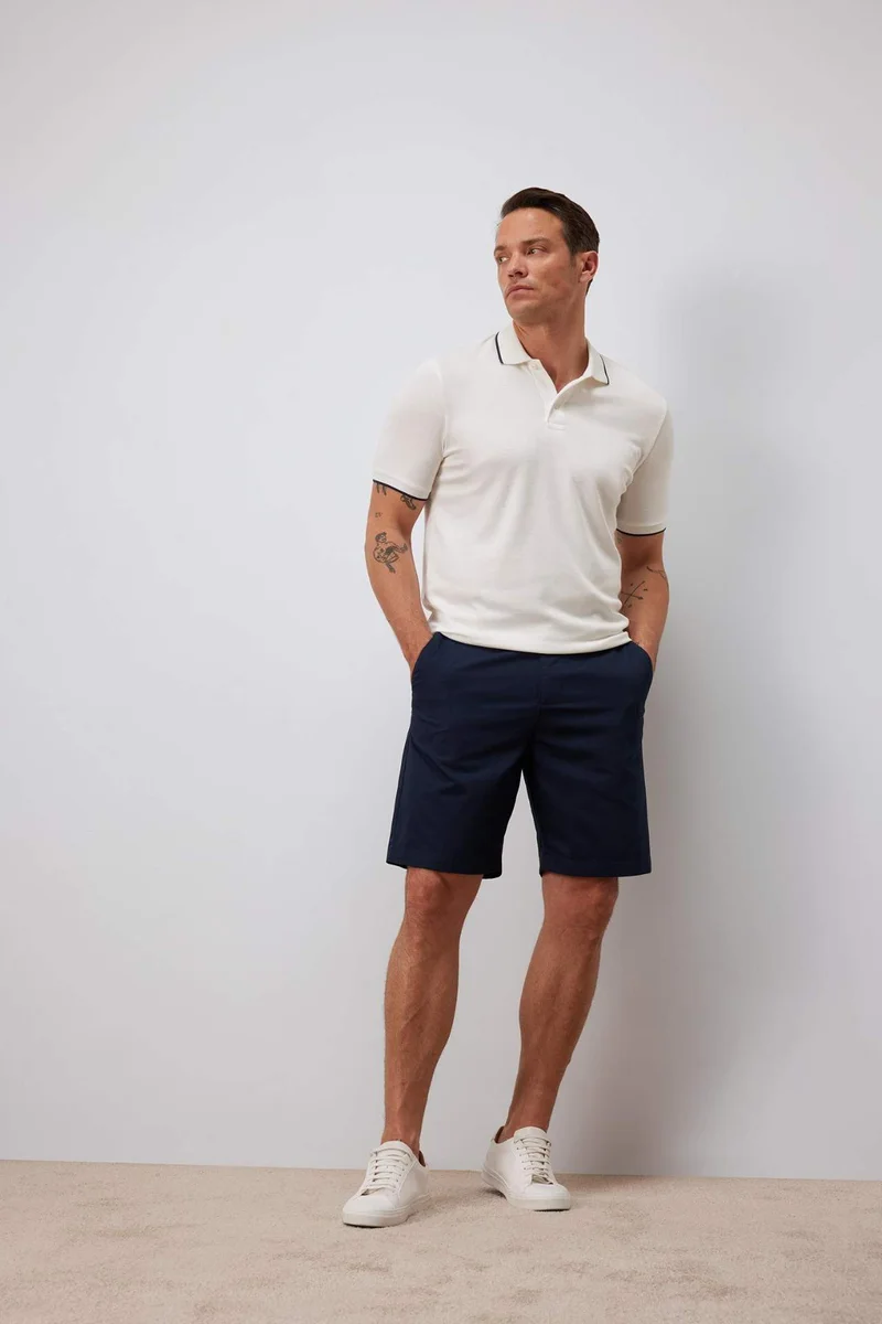 ديفاكتو Regular Fit Gabardine Bermuda