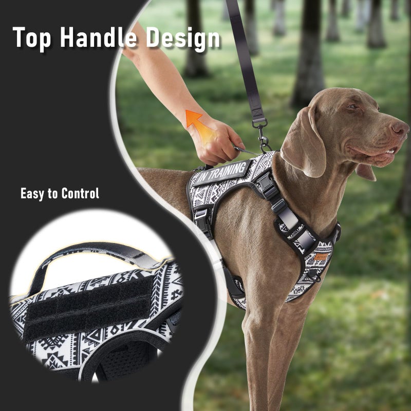 AUNZO Tactical Dog Harness for Extra Large Dog Breeds, No Pull Adjustable Pet Harness with Handle, Reflective K9 Military Service Dog Vest for Walking Hiking Training, Black Ethnic, XL - Image 5