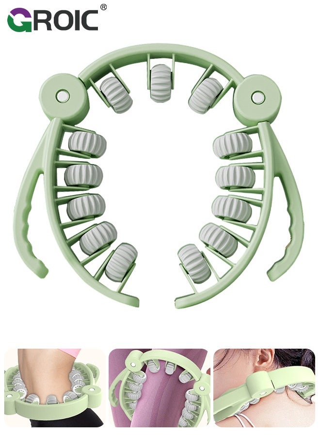 GROIC - Roller Deep Tissue Massager, 360° 13 Wheel Massage Roller Fit for Neck Thigh Calf and Leg, High Density Trigger Point Leg Circulation Massager Myofascial Massage Tools Muscle Roller - Image 1