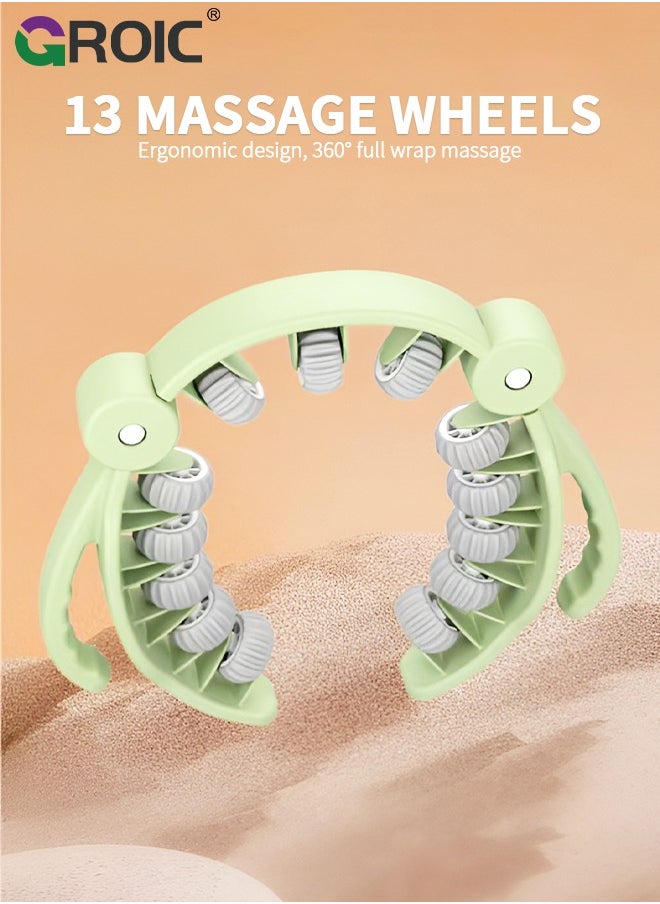 GROIC - Roller Deep Tissue Massager, 360° 13 Wheel Massage Roller Fit for Neck Thigh Calf and Leg, High Density Trigger Point Leg Circulation Massager Myofascial Massage Tools Muscle Roller - Image 1