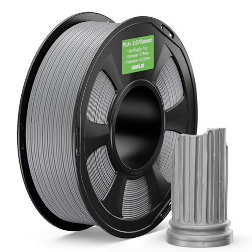 DEEPLEE PLA+ 2.0 Filament 1.75mm, Stronger Toughness 3D Printer Filament, Grey 1KG, Upgrade PLA Plus 3D Printer Filament, High Speed PLA+ Filament for Most FDM 3D Drucker - Image 1