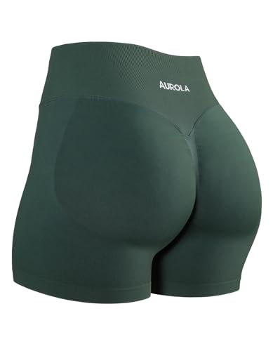 AUROLA Influence Collection Workout Shorts for Women,No Roll Up New Scrunch SeamlessGym Short-3.5" Inseam, Eden Green, M - Image 5