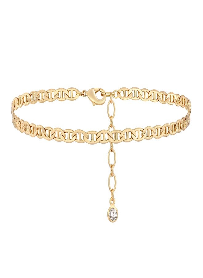 MEVECCO Link Chain Anklet 14K Gold Plated Boho Cute Dainty Mariner Chain Foot Ankle Bracelet Women - Image 1