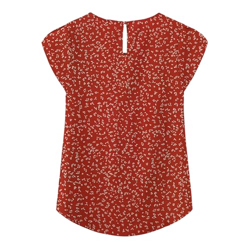 TASAMO Women's Printed Flouncing Flared Short Sleeve Blouse Top Shirts Floral (Small,FP Red 02) - Image 2