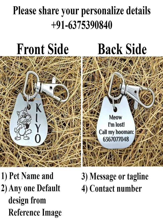 BAMALI Trendz Pet ID Tag Customize Black Laser Engraved Matt Finish Name Collar Tag for Your Loving Pet Dog, Cat, Puppy, Horse. Personalize Photo engrave Tag (Cat Face (L)) - Image 3
