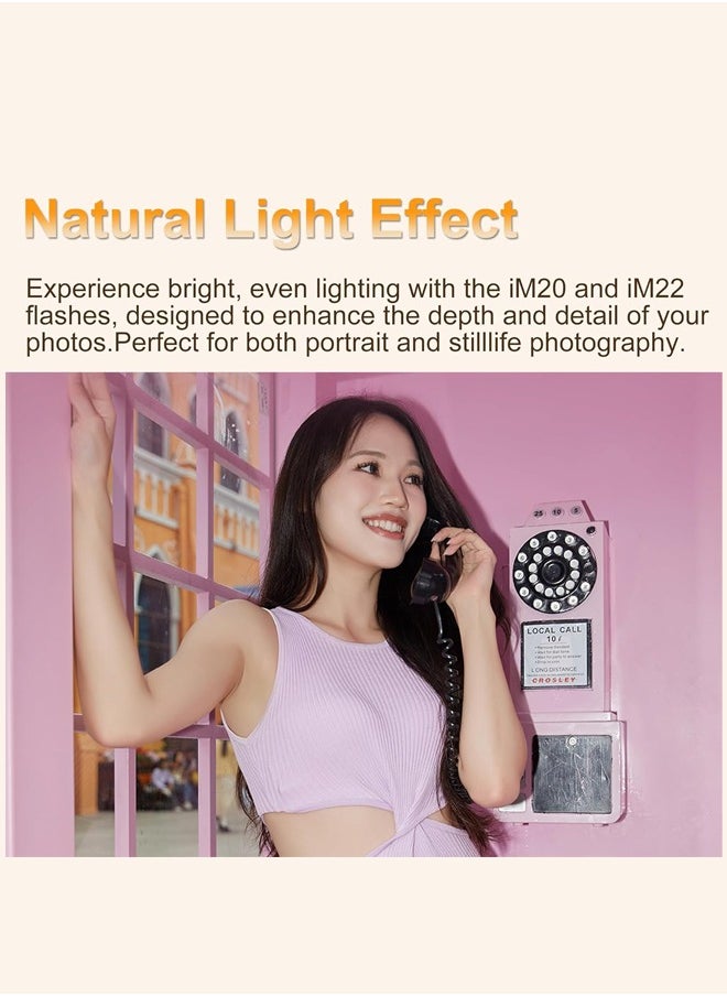 Godox iM20 Camera Flash, USB C Charging Built-in Battery with 5 Levels Flash Power for Canon/Sony/Fuji/Nikon/Panasonic/Olympus, for Cameras with Single-Contact Hotshoe