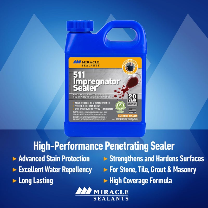 Miracle Sealants 511 Impregnator Advanced Penetrating Sealer for Countertops, Stone, Tile & Grout, Pint - Image 2