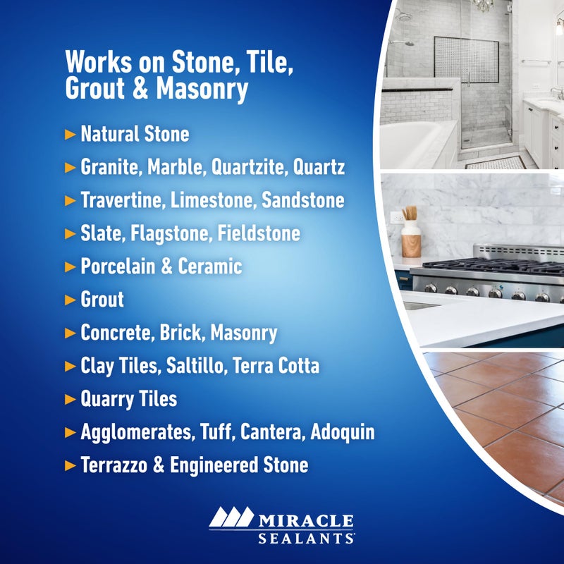 Miracle Sealants 511 Impregnator Advanced Penetrating Sealer for Countertops, Stone, Tile & Grout, Pint - Image 4
