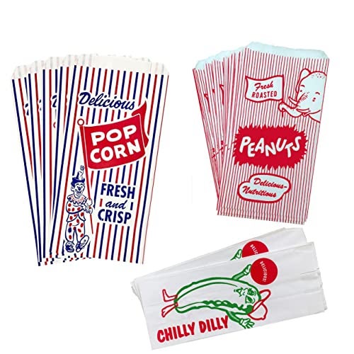 Outside the Box Papers Popcorn Bags, Peanut and Pickle Sacks 24 Each Red, White, Green - Image 1