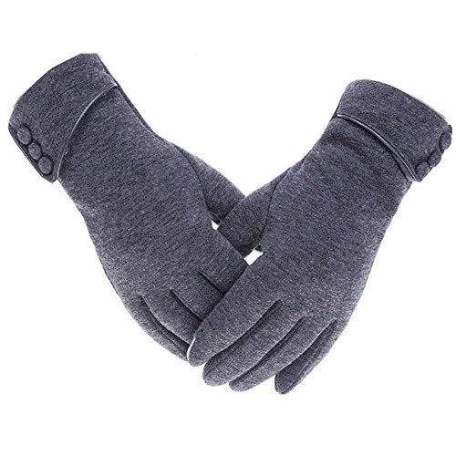 woogwin Womens Winter Gloves Touch Screen Warm Fleece Lined Thick Thermal Windproof Ladies Snow Gloves for Cold Weather (Gray) - Image 1