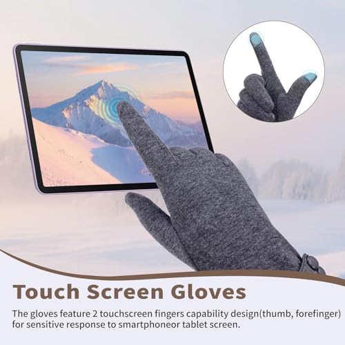 woogwin Womens Winter Gloves Touch Screen Warm Fleece Lined Thick Thermal Windproof Ladies Snow Gloves for Cold Weather (Gray) - Image 3