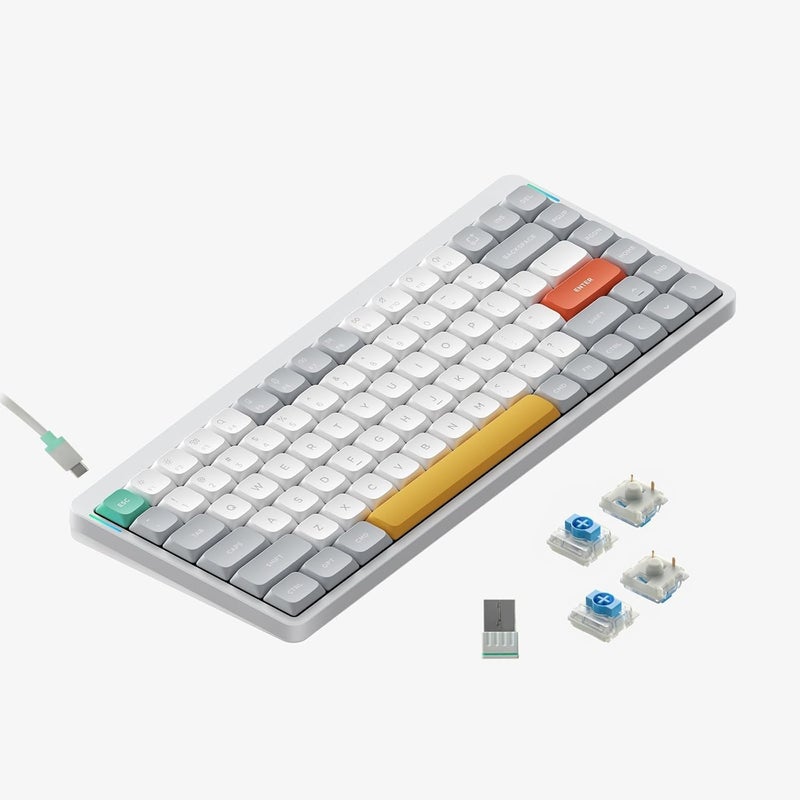 Nuphy Air75 V2 Portable 75% Mechanical Keyboard,Wireless Keyboard,Supports Bluetooth/2.4G/USB-C RGB Bluetooth Keyboards,Compatible with Windows/Mac OS/Linux Systems White-Gateron Blue Switch - Image 1